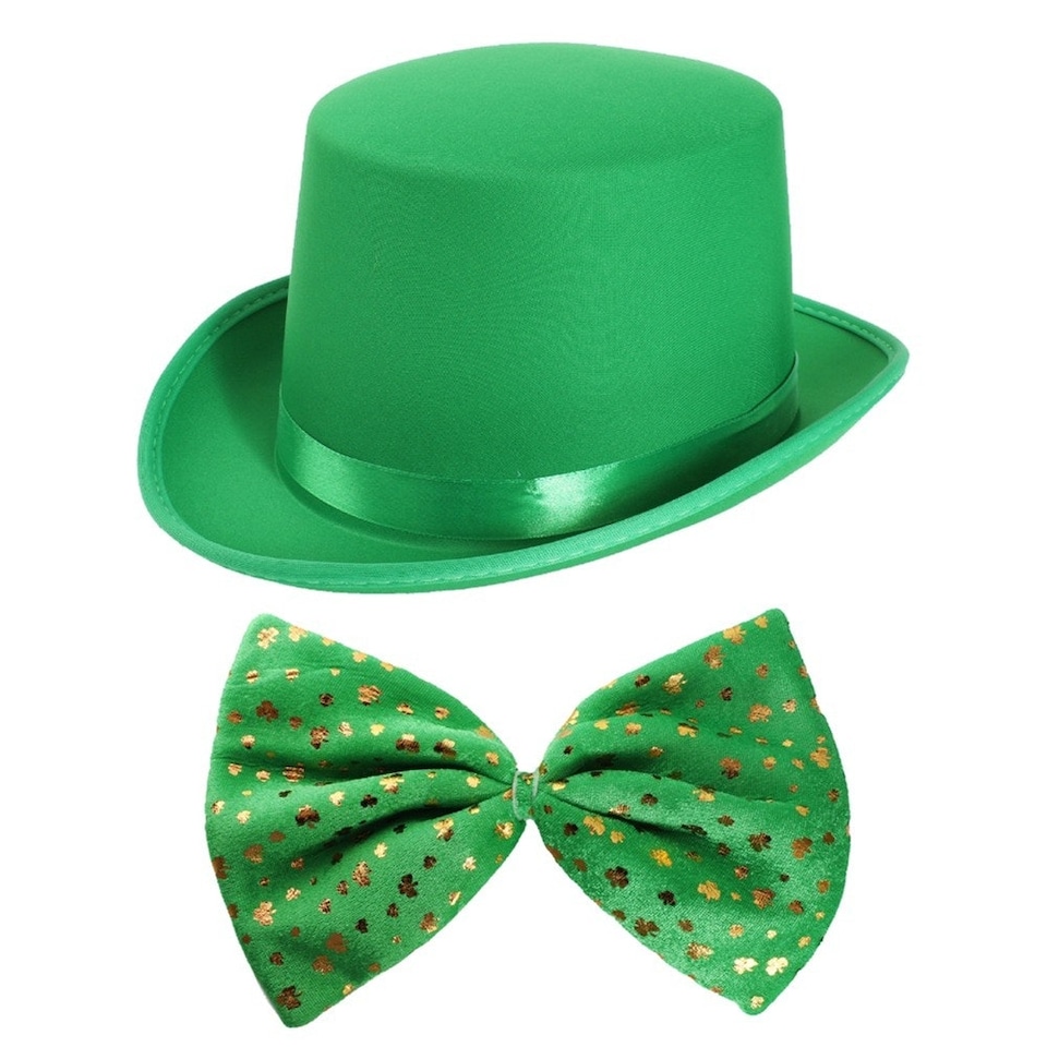 image 1 of Pack Of 2 Irish Top Hat and Bowtie Green | One Size