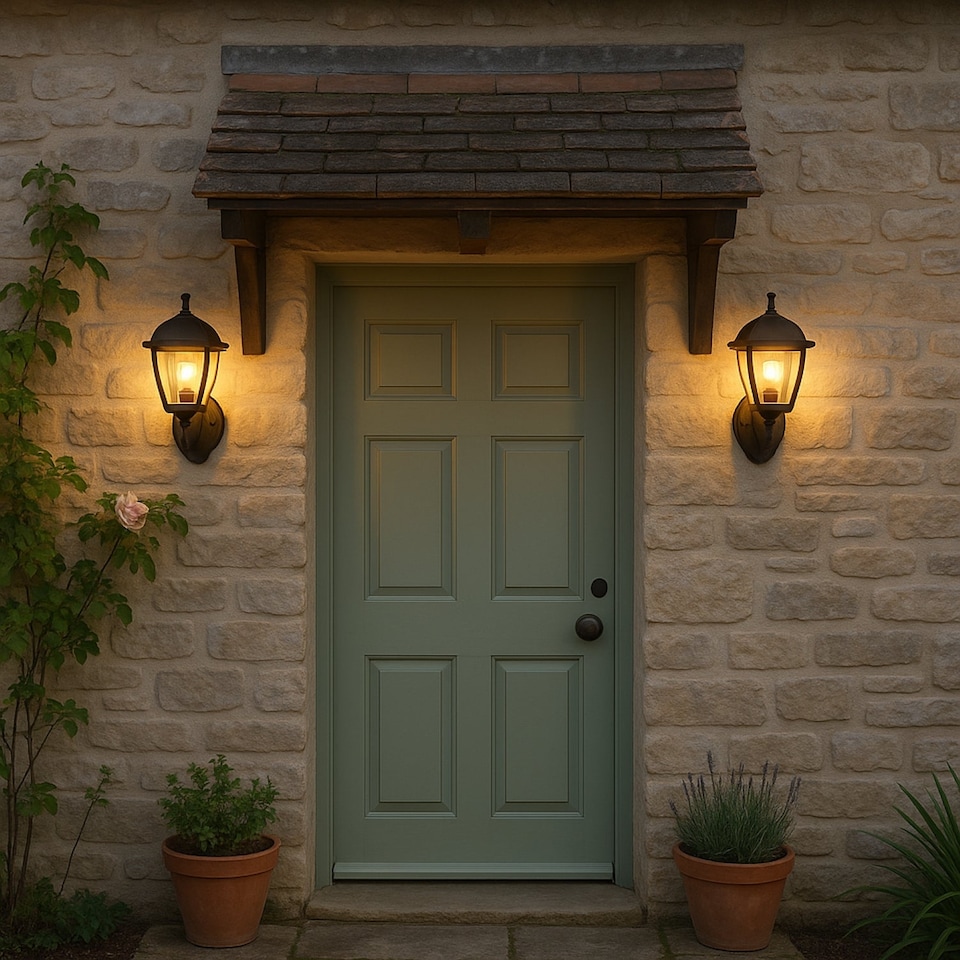 image 1 of CGC MYRA Large Black Outdoor Wall Lantern Light with PIR Motion Sensor, Clear Diffuser, IP44, Polycarbonate Coastal Style.
