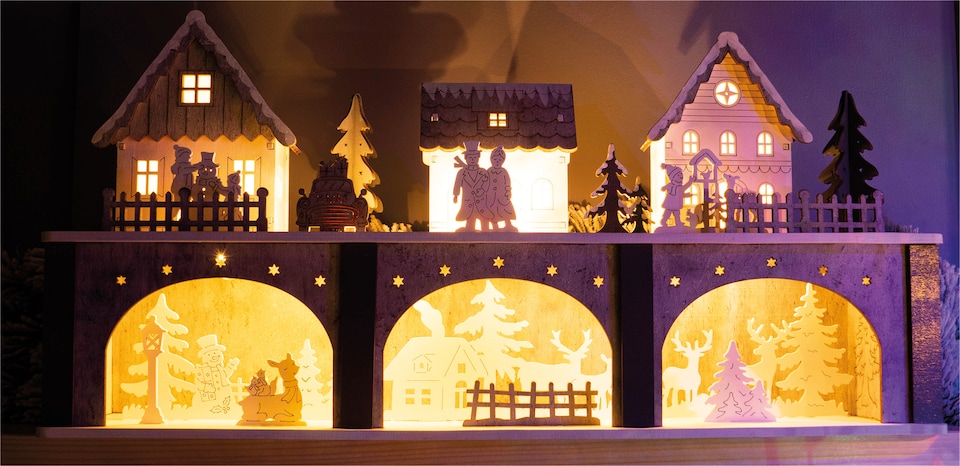 image 1 of St Helens Wooden Xmas Scenery with LED light