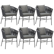 Accent Chair Valeiras - woven rope design, thick cushions, 60 x 61 x 77cm | Grey | dark grey/dark grey | One Size | 6