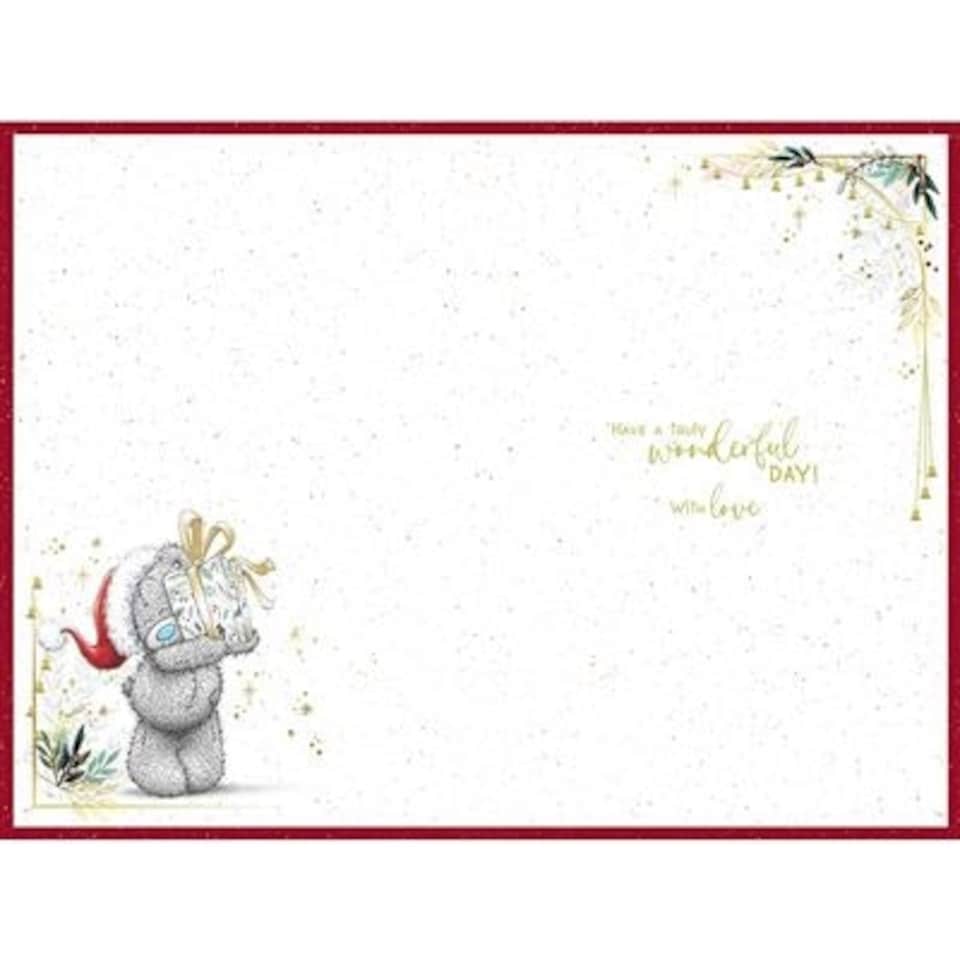 image 1 of Bear Holding Up Gift Open Christmas Card