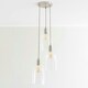 image 1 of ValueLights Kira Glass Dome 3 Drop Cluster Brushed Chrome Ceiling Pendant Light with Bulbs Silver