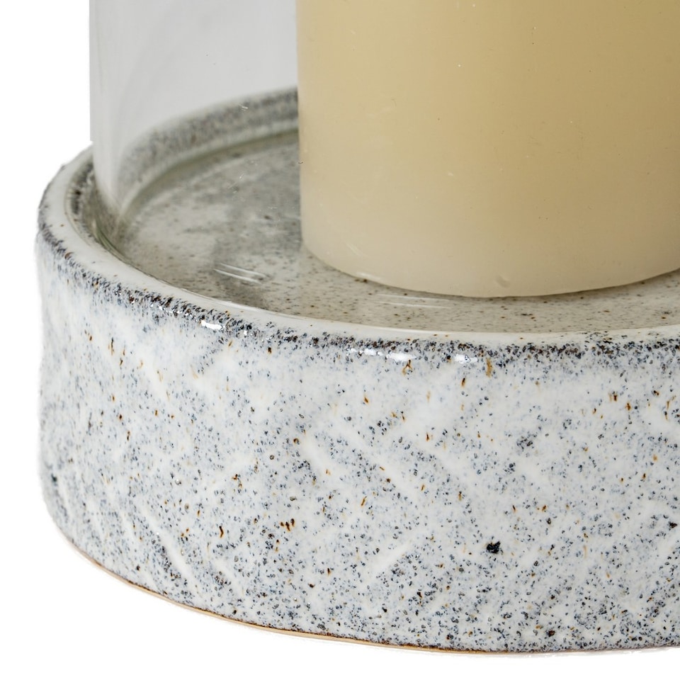 image 1 of Sona Large Hurricane Lantern Candle Holder with Lid - Glass - L21 x W21 x H50 cm - White