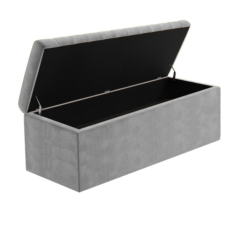 image 1 of Safar 90cm Wide Ottoman Storage box - Grey Naples Ottoman Box with Storage