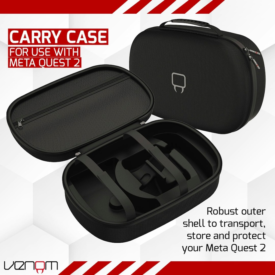 image 1 of Venom Meta Quest 2 VR Headset Carry Case Black