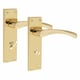 image 2 of Golden Grace Victorian Scroll Astrid Door Handles Bathroom WC Toilet Complete in Gold Polished Brass Finish with (GG) 64mm Bathroom Mortise Lock - 150mm x 40mm Gold