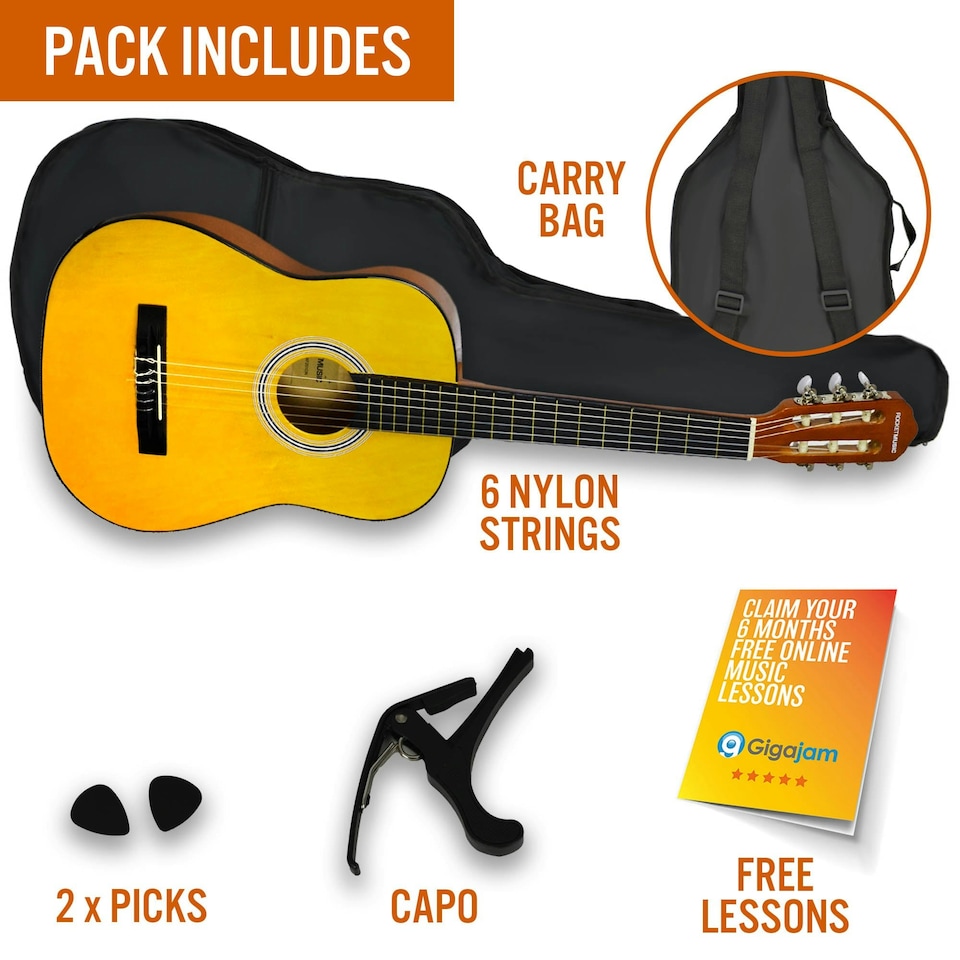 image 1 of XF 3/4 Size Classical Guitar Pack Black