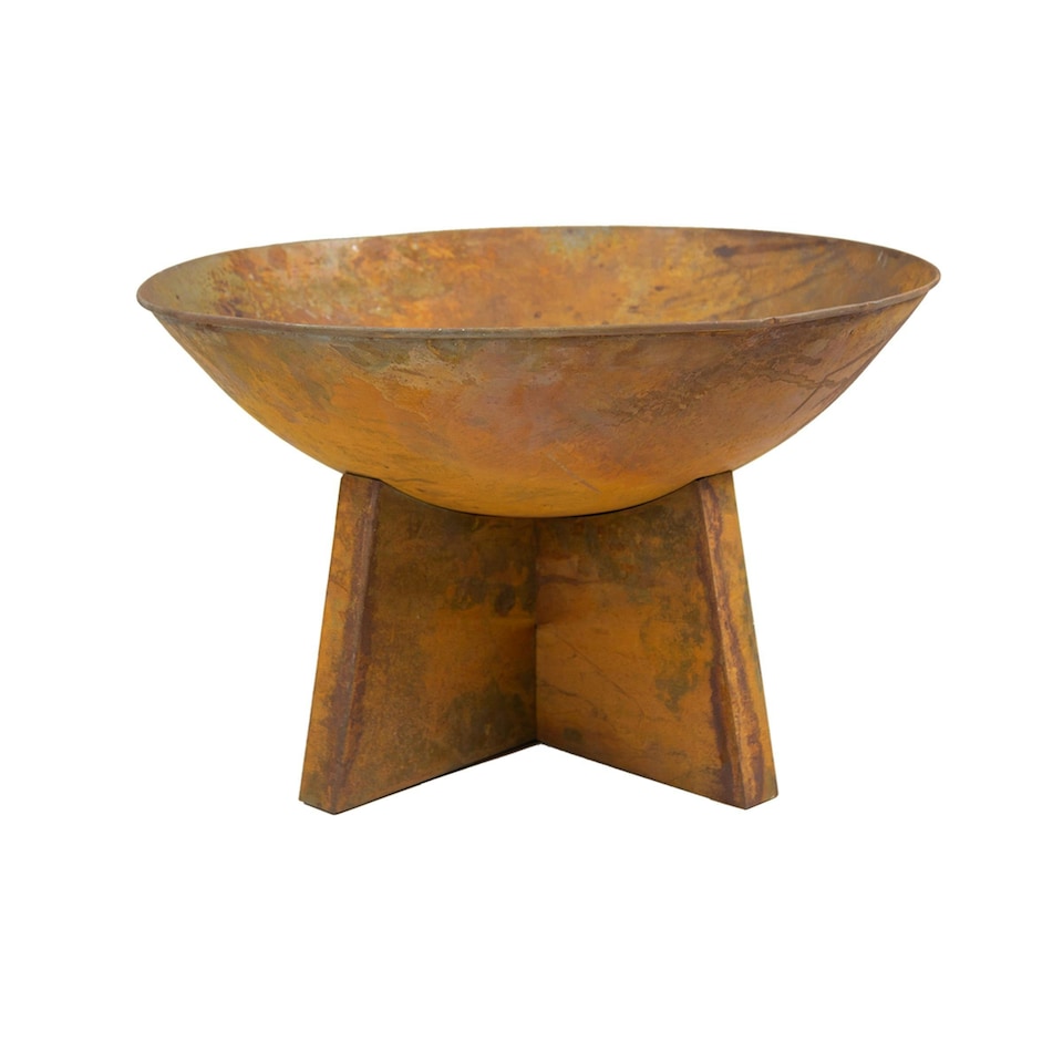 image 1 of Charles Bentley 60cm Oxidised Rust Finish Fire Pit Minimalist Design Outdoor Use