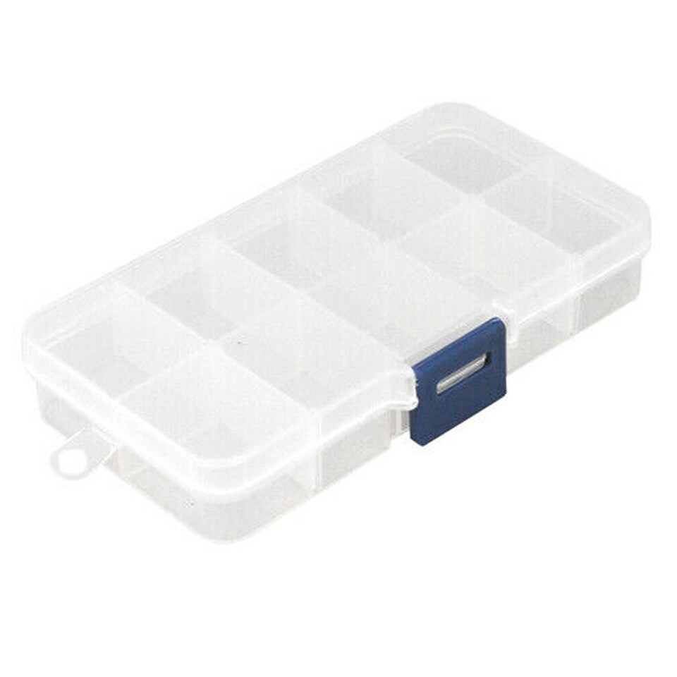 image 1 of 10 Compartment Plastic Craft Storage Box | Small Organiser Case for Beads, Jewellery, Fishing Tackle & Accessories