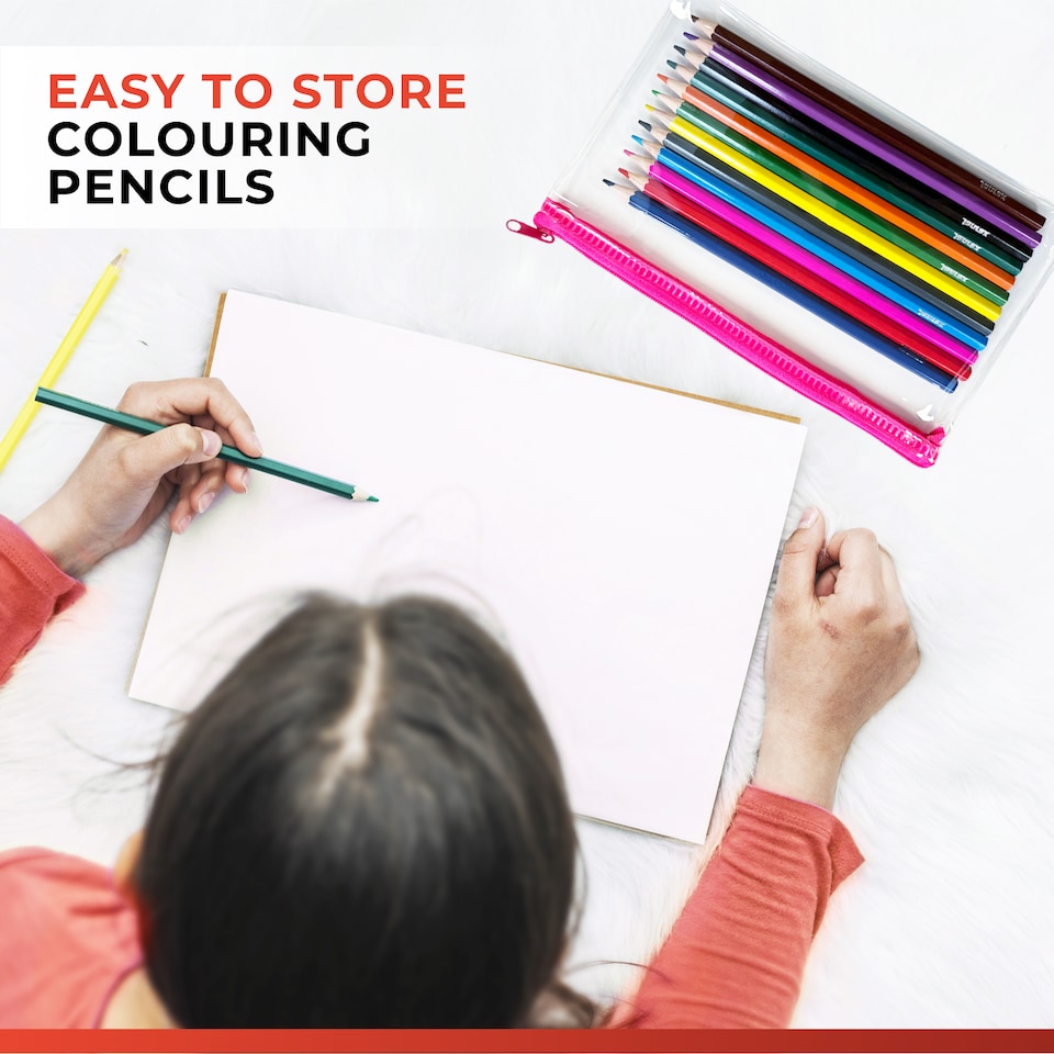 image 1 of Pack of 12 Colouring Pencils in Blue Zip Clear Pencil Case