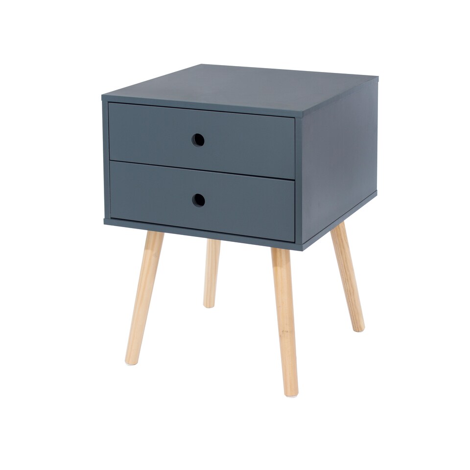 image 1 of Options Scandia 2 Drawer Nightstand - Stylish Two Tone Bedside Table for Small Spaces | Blue | Blue | One Size | 1