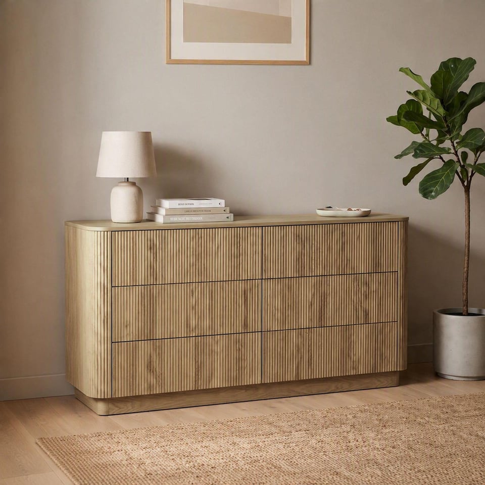 image 1 of Winthorpe Chest Of 6 Drawer Oak Bedroom Storage Organiser Cabinet