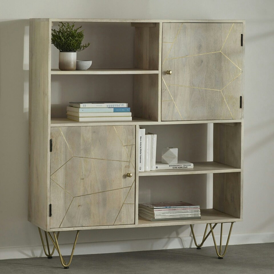 image 1 of Display Unit with Shelves and Cupboards Barbuto Light Mango