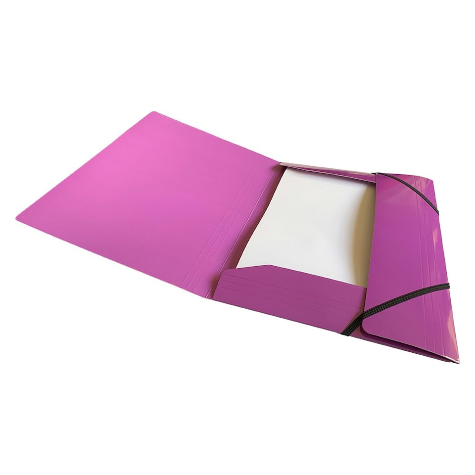 image 1 of Janrax A4 Purple Laminated Card 3 Flap Folder with Elastic Closure