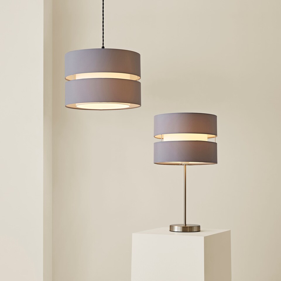 image 1 of ValueLights Sophia Large Grey 2 Tier Ceiling Light Shade | Grey