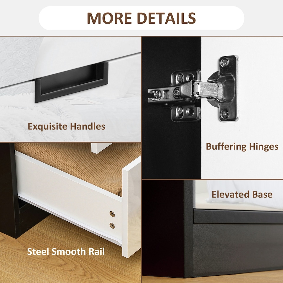 image 1 of HOMCOM Modern Wardrobe White Wardrobe with 3 Drawer and Hanging Rod White | Black