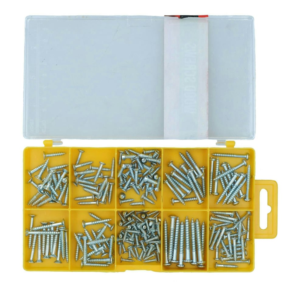 image 1 of Pozi Drive Countersunk and Philips Slotted Combo Wood Screws Fixings 215pc
