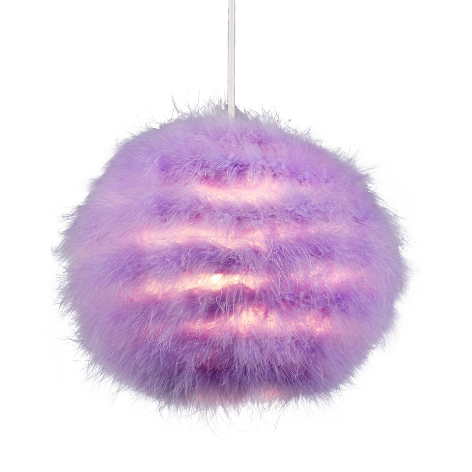image 1 of Modern and Chic Small Real Soft Lilac Feather Decorated Pendant Lamp Shade | Purple