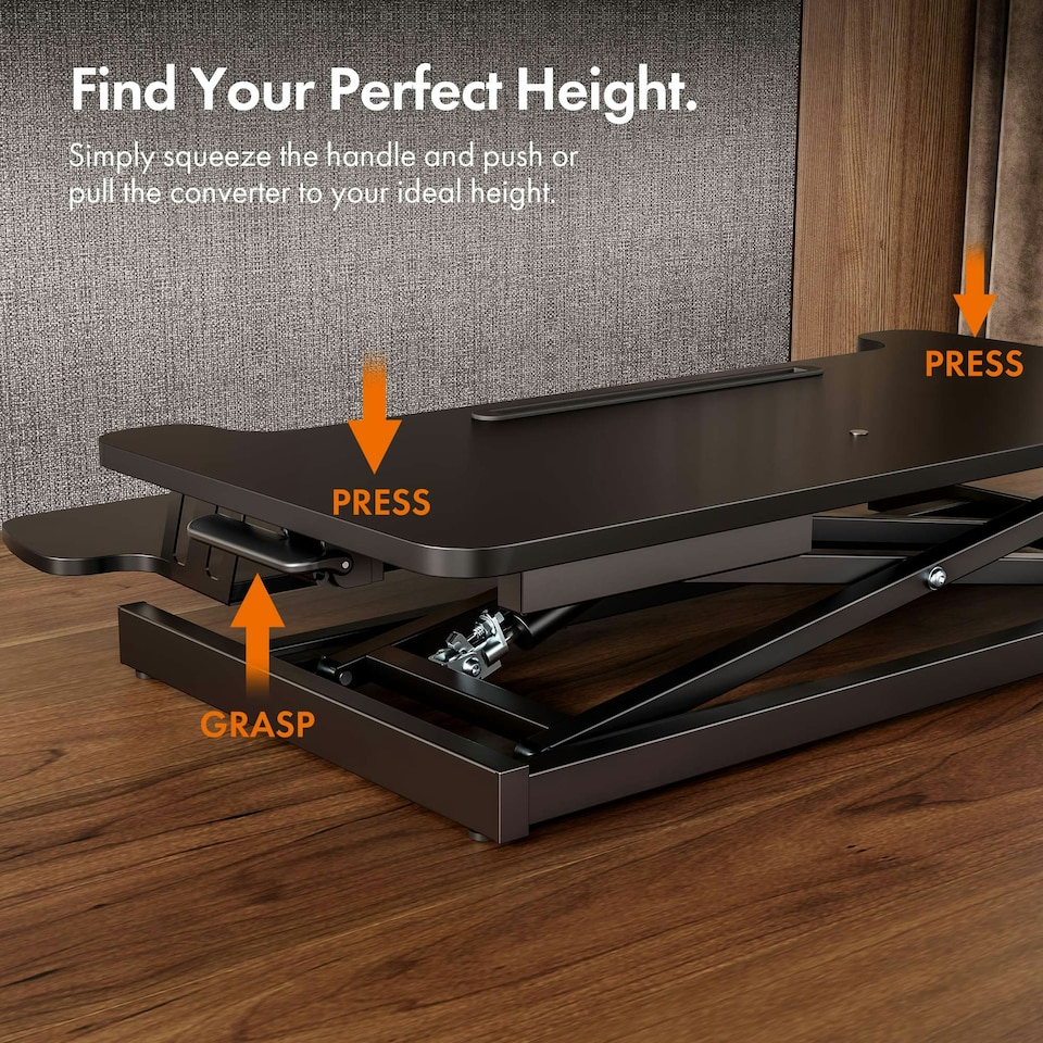 image 1 of VonHaus Height Black Adjustable Standing Desk Converter, 80cm length