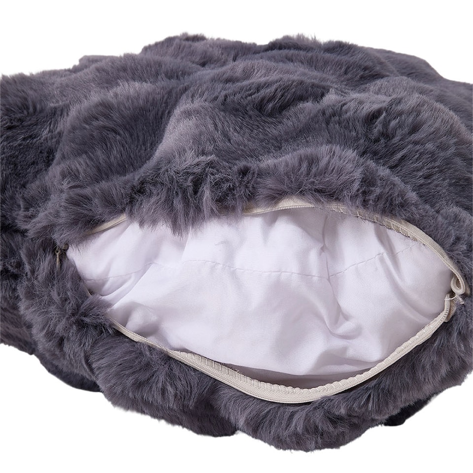 image 1 of Living and Home Plush Throw Pillow Cover Pillowcase, Dark Grey-50x30cm | Grey | Dark Grey