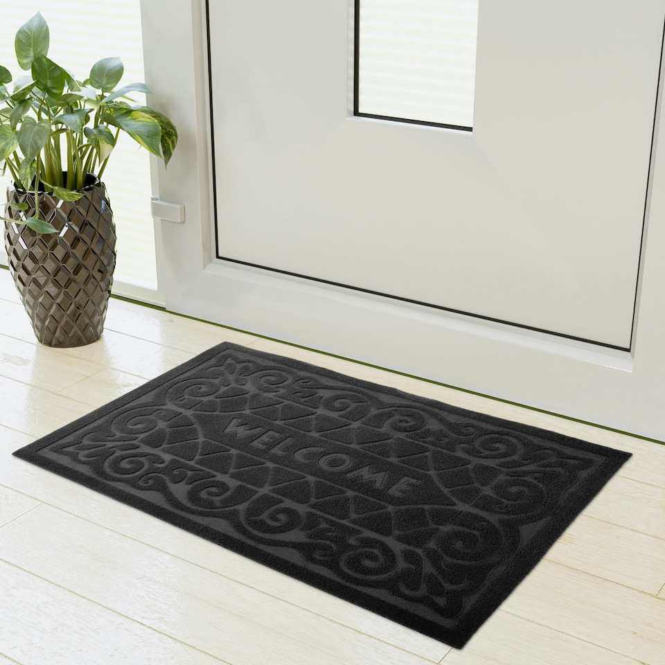 image 1 of Welcome Black Front Door Mat
