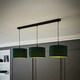 image 1 of ValueLights Shaw Matte Black 3 Drop Bar Green Fabric Shades | Black