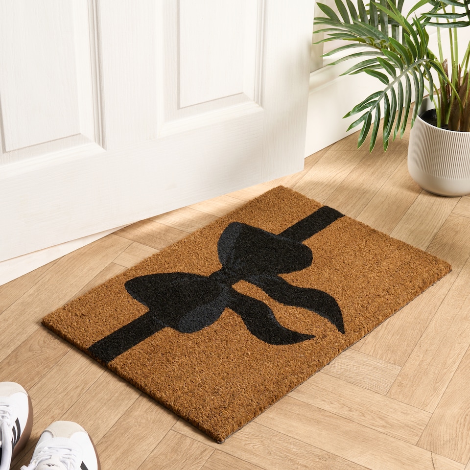 image 1 of OHS Bow Print Non Slip Coir Mat Doormat Rug