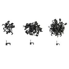 Blackspur 80pc Plastic Cable Clips Set - 3 Sizes - Black