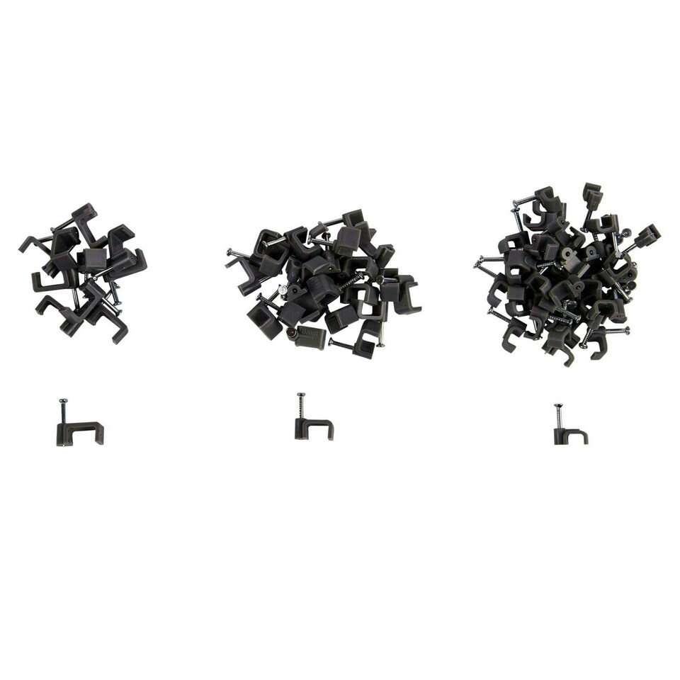 image 1 of Blackspur 80pc Plastic Cable Clips Set - 3 Sizes - Black