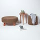 image 6 of Homescapes Chocolate Brown Large Round Cotton Knitted Footstool on Legs