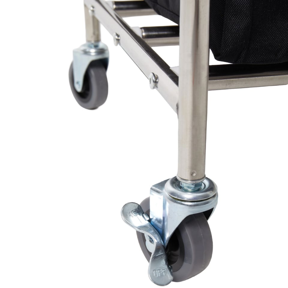 image 1 of Living and Home 3-Section Laundry Basket Cart with Metal Frame