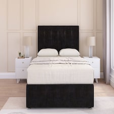 Sloomy Highbury Black Plush Divan Bed Base 4 Drawers With 54 Inch Floor Standing Headboard | Black | Black | Super King | 1
