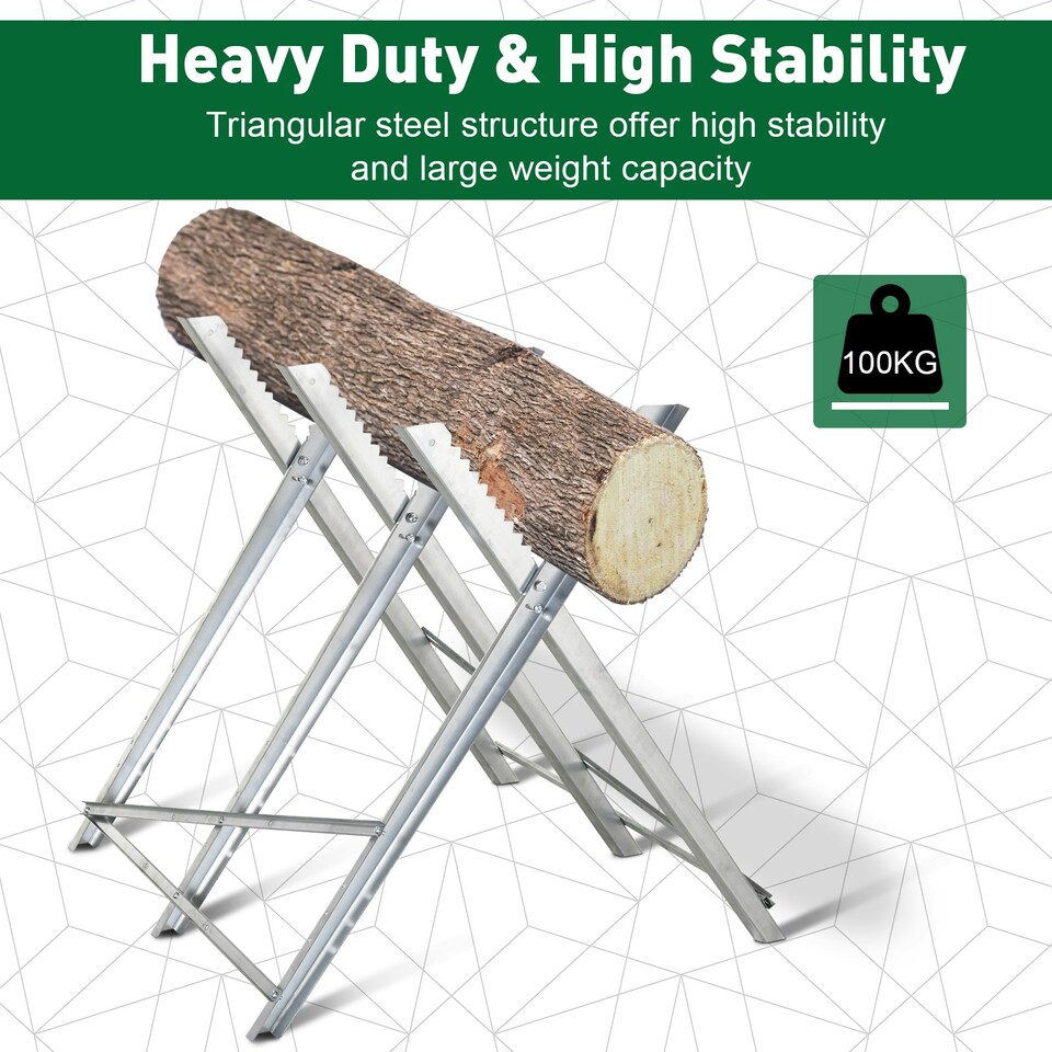 image 1 of DURHAND Saw Horse Steel Support Heavy Duty Foldable Design Sawtooth, Silver