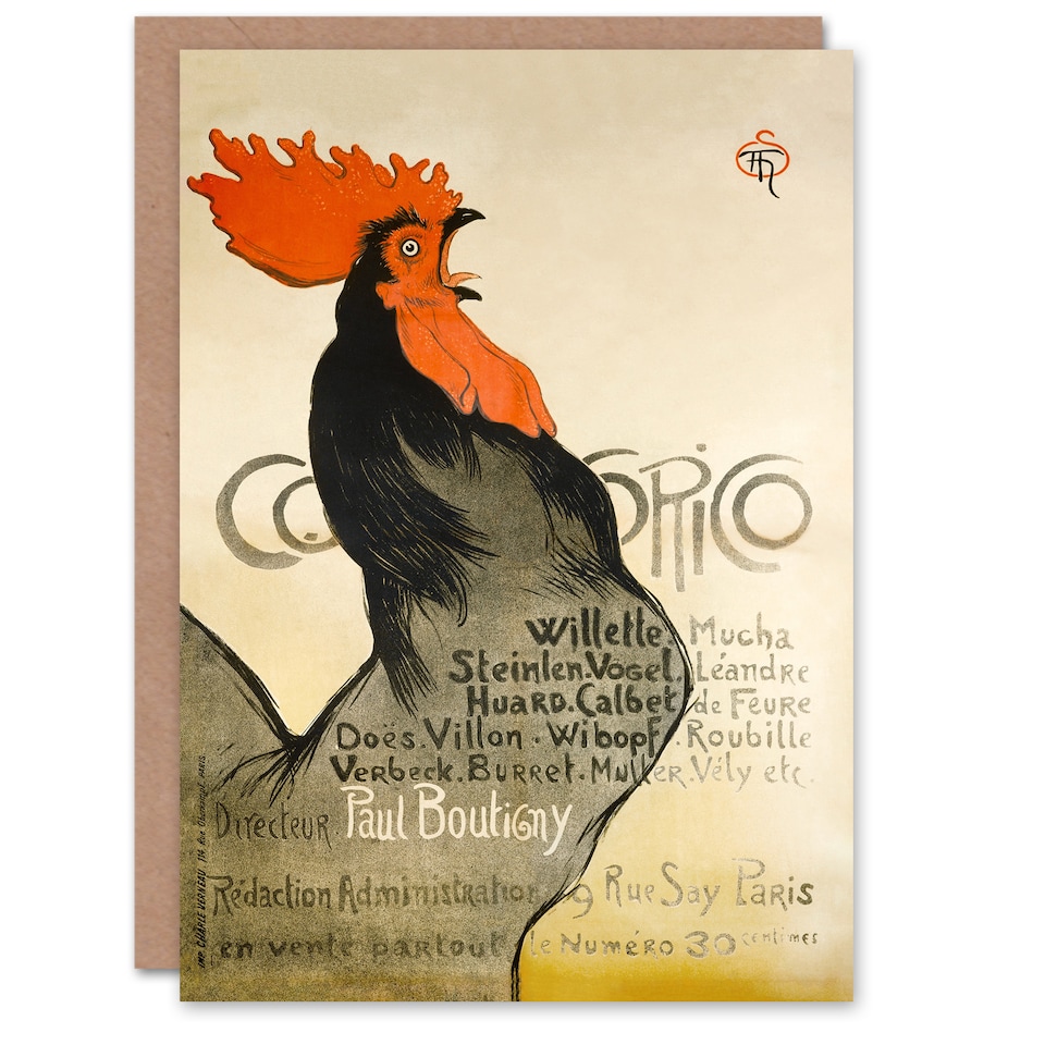 image 1 of Theophile Steinlen Art Card Cocorico Vintage Magazine Advert