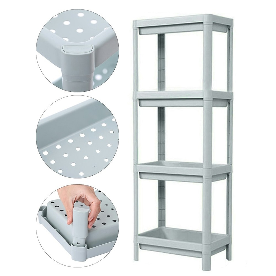 image 1 of Living and Home 4 Layers Freestanding Plastic Corner Storage Rack for Bathroom Kitchen