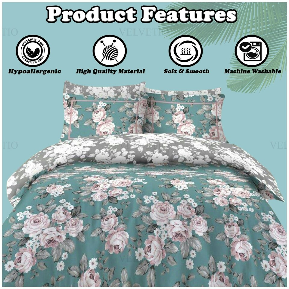 image 1 of VELVETIO Wilson Complete Duvet Cover Set with Fitted Sheet Breathable Bedding Quilt