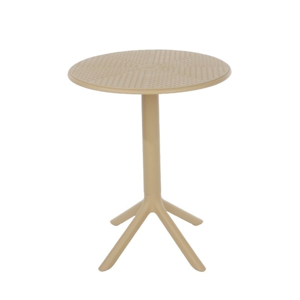 image 1 of Rimini Cala Outdoor Grade Bistro Table and 2 Chair Set - Plastic/Metal - L60 x W60 x H82 cm - Sand - Partially Assembled