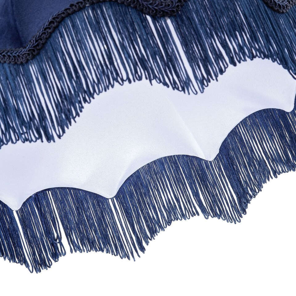 image 1 of Classic Victorian Lamp Shade in Midnight Blue Velvet with Navy Trims | Blue | 14"