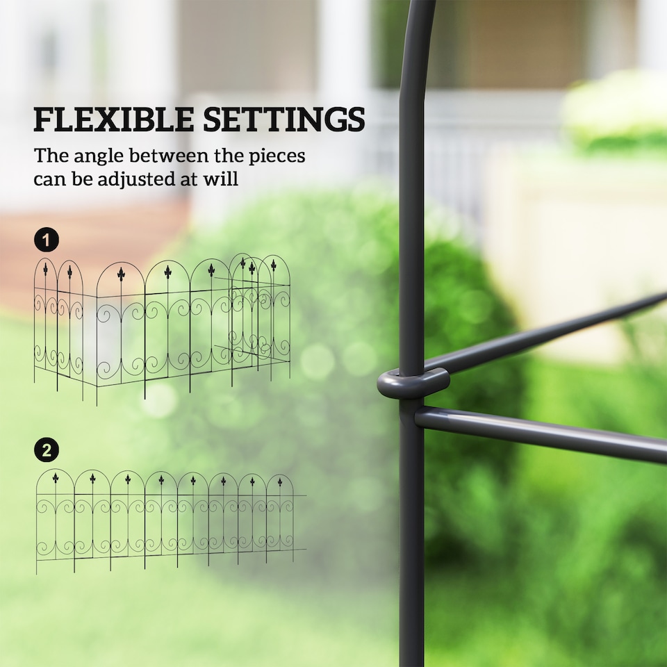image 1 of Outsunny Decorative Garden Fencing 8PCs 44in x 12.5ft Metal Border Edging