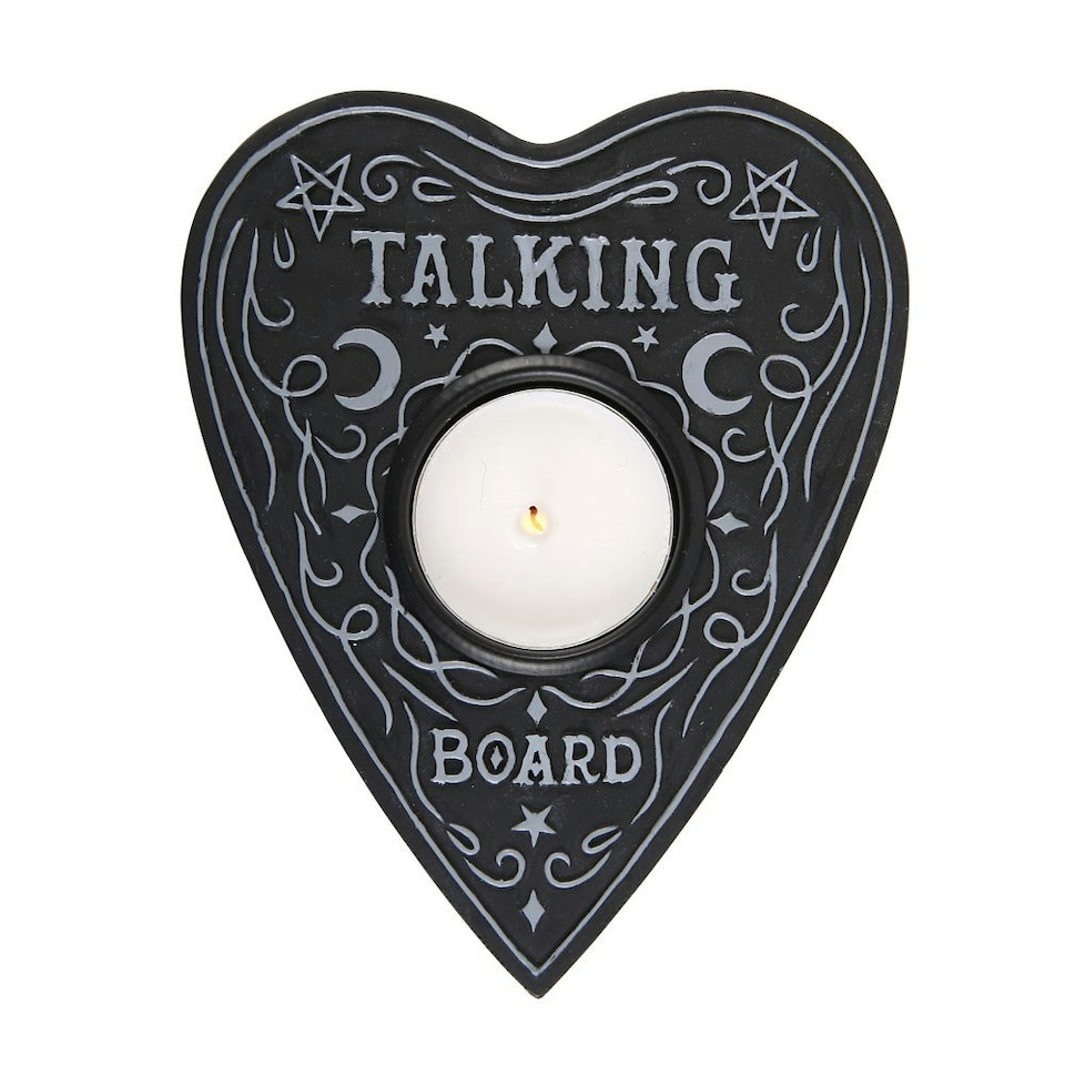 image 1 of Something Different Talking Board Heart Tealight Holder - Black - One Size