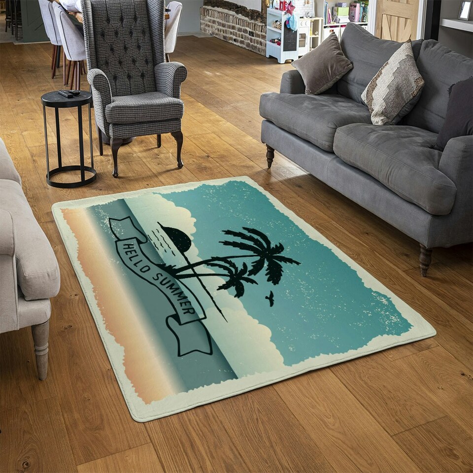image 1 of Hello Summer (Rug) Blue | Medium: 80x150cm