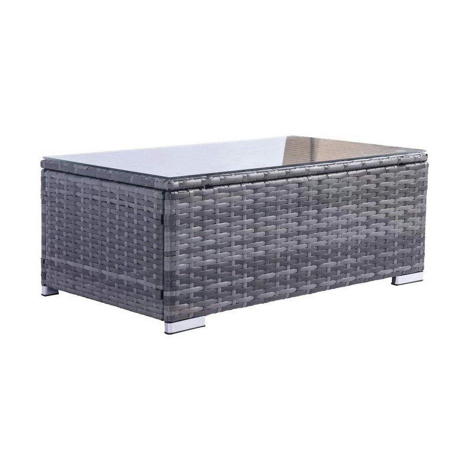 image 1 of Dunham Grey 4 Seat Rattan Sofa Set with Coffee Table