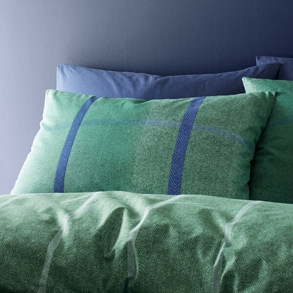 image 1 of Catherine Lansfield Brushed Melrose Tweed King Duvet Set Green | Green | King