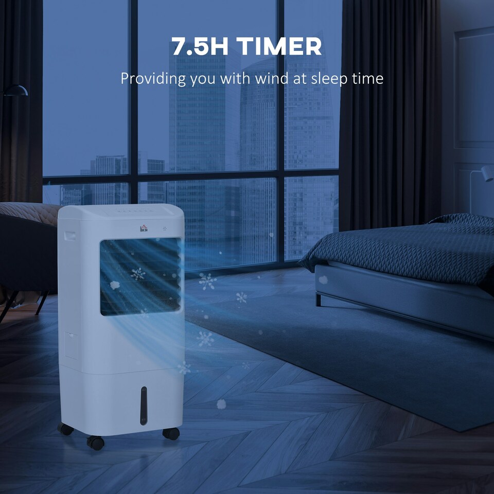 image 1 of HOMCOM Portable Air Cooler with Humidifier, Ice Packs, Oscillation, White