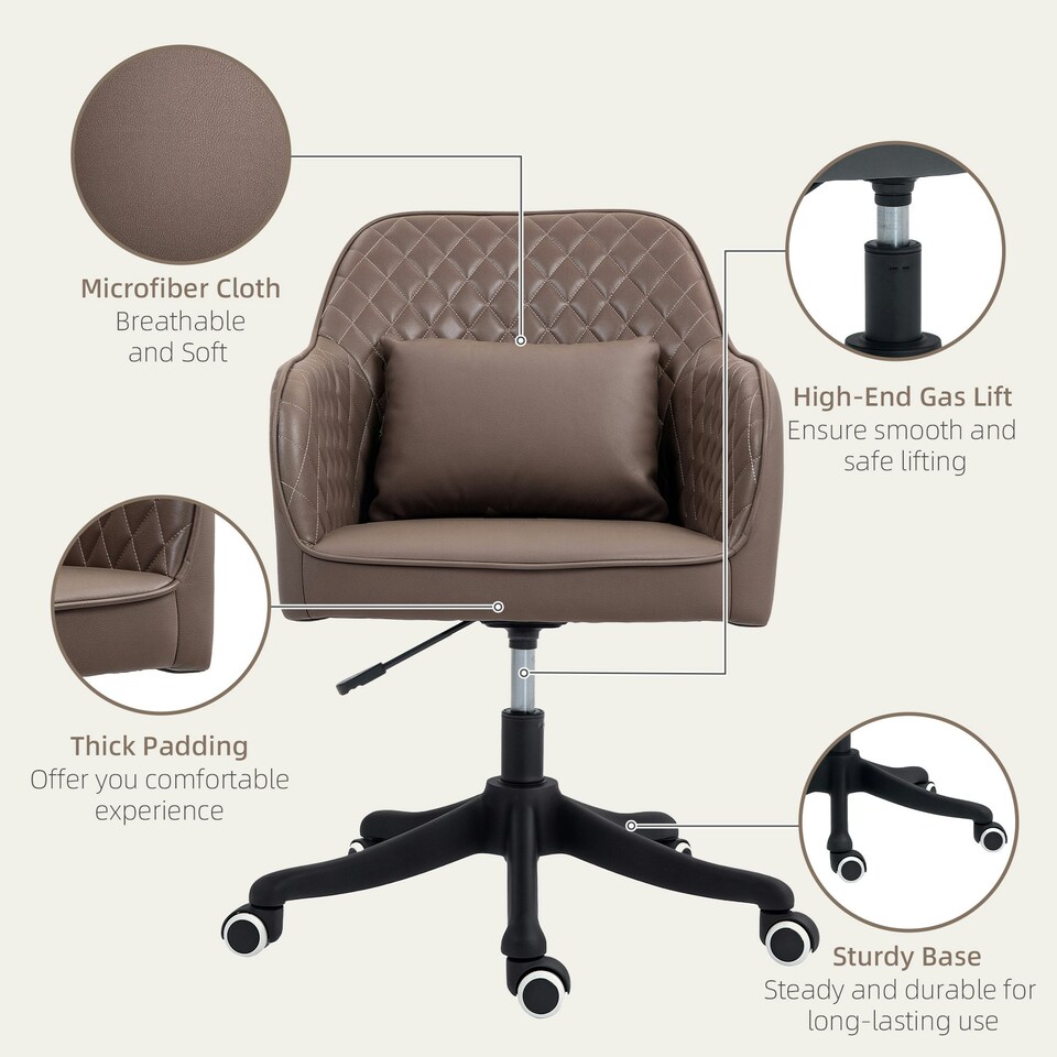 image 1 of Vinsetto Office Chair with Rechargeable Vibration Massage, Brown