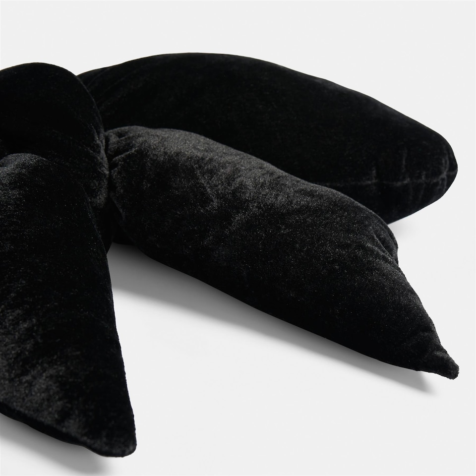 image 1 of OHS Soft Velvet Bow Shaped Cushion Pillow | Black