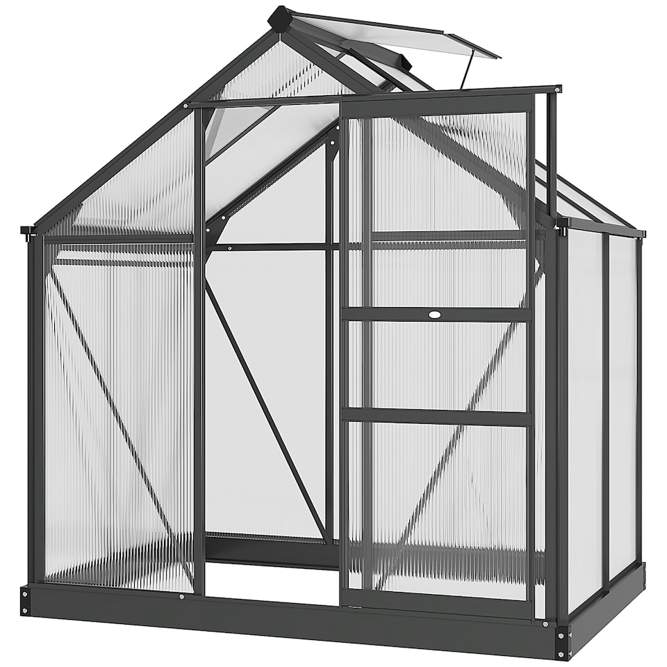 image 1 of Outsunny 6x4ft Walk-In Polycarbonate Greenhouse Plant Grow Galvanized