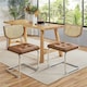 image 2 of Yaheetech Mid-Century Modern Dining Chairs with Mesh Rattan Back, Set of 2 Brown | Retro Brown