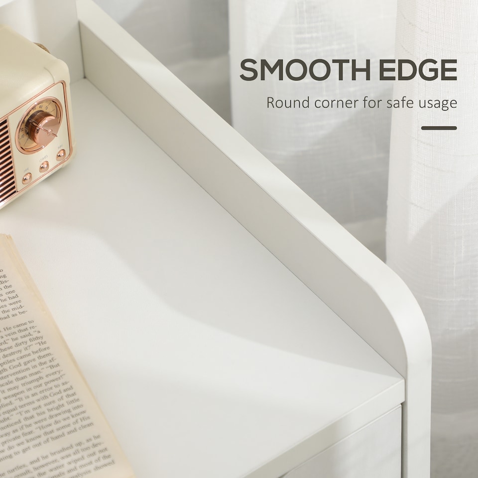 image 1 of HOMCOM Bedside Table, Small Bedside Cabinet with 2 Drawers and Storage Shelves, Modern Nightstand for Bedroom, White