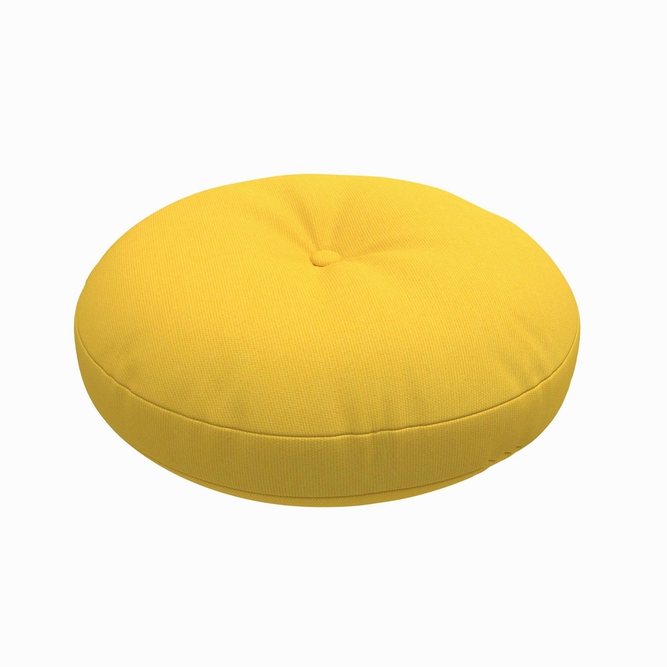 image 1 of Covers&All Sunbrella Round Tufted Seat Cushion, Outdoor Indoor Patio Chair Cushions with Button Accent, 20 x 3, Canvas Sunflower Yellow